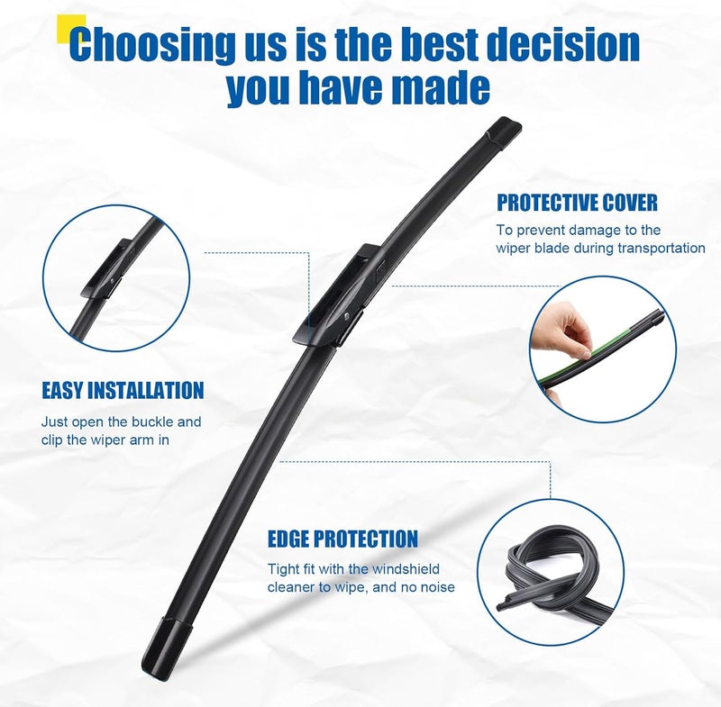 HRSNO 18"+19" Windshield Wipers With 10" Rear Wiper Blade Sets Automotive Replacement for Mini Cooper 2013,Easy For Installation (Pack of 3) - Image 5
